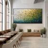 GOLDEN CANOPY: Heavily Textured Gold & Green Abstract Impasto Painting