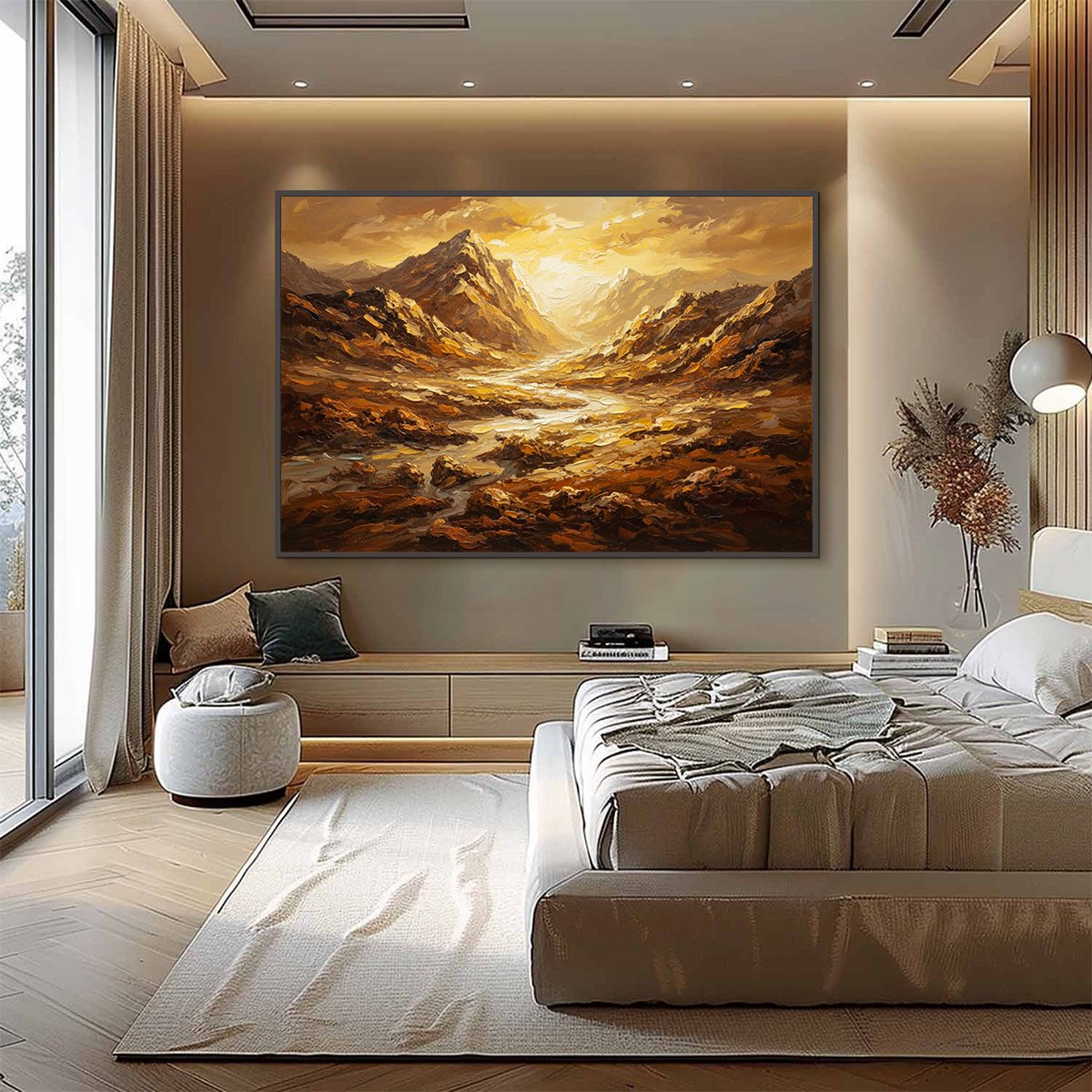 GOLDEN CANYON: Textured Impasto Mountain Valley Landscape Painting - Image 4