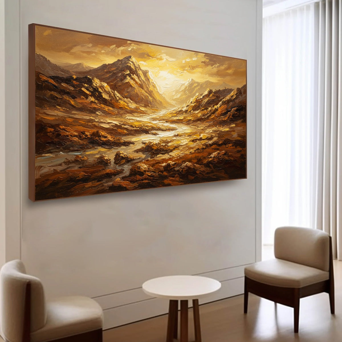 GOLDEN CANYON: Textured Impasto Mountain Valley Landscape Painting - Image 7