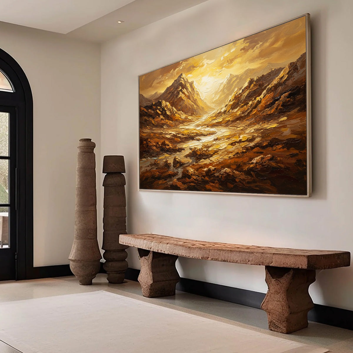 GOLDEN CANYON: Textured Impasto Mountain Valley Landscape Painting - Image 8