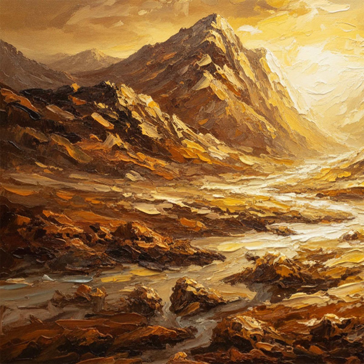 GOLDEN CANYON: Textured Impasto Mountain Valley Landscape Painting - Image 3