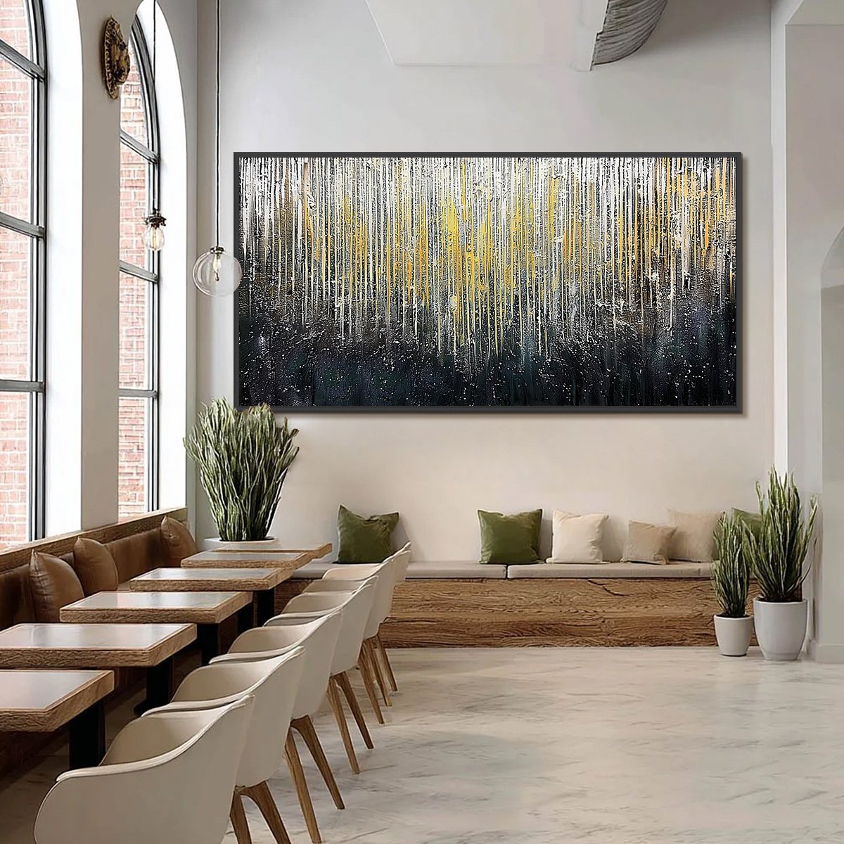 GOLDEN CASCADE: Large Textured Abstract Gold and Black Painting - Image 6