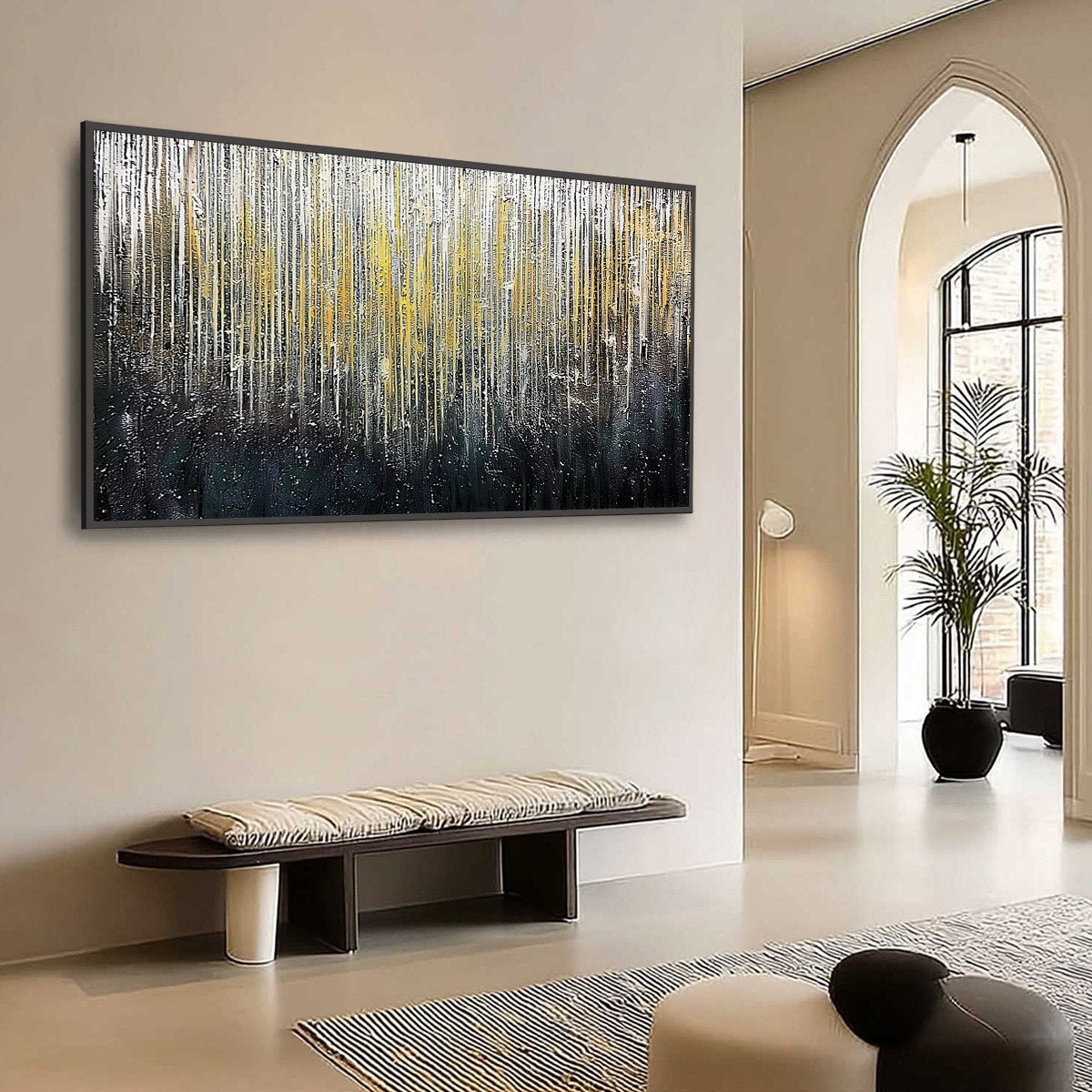 GOLDEN CASCADE: Large Textured Abstract Gold and Black Painting - Image 7