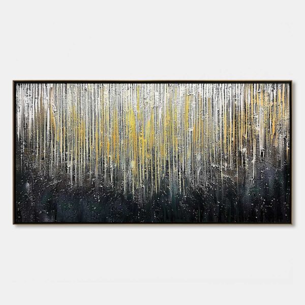 GOLDEN CASCADE: Large Textured Abstract Gold and Black Painting
