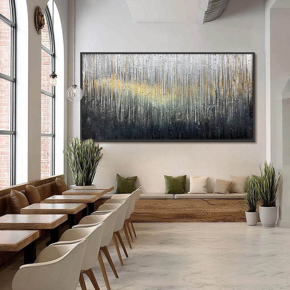 GOLDEN CASCADE: Large Textured Abstract Impasto Painting with Gold and Silver - Image 6