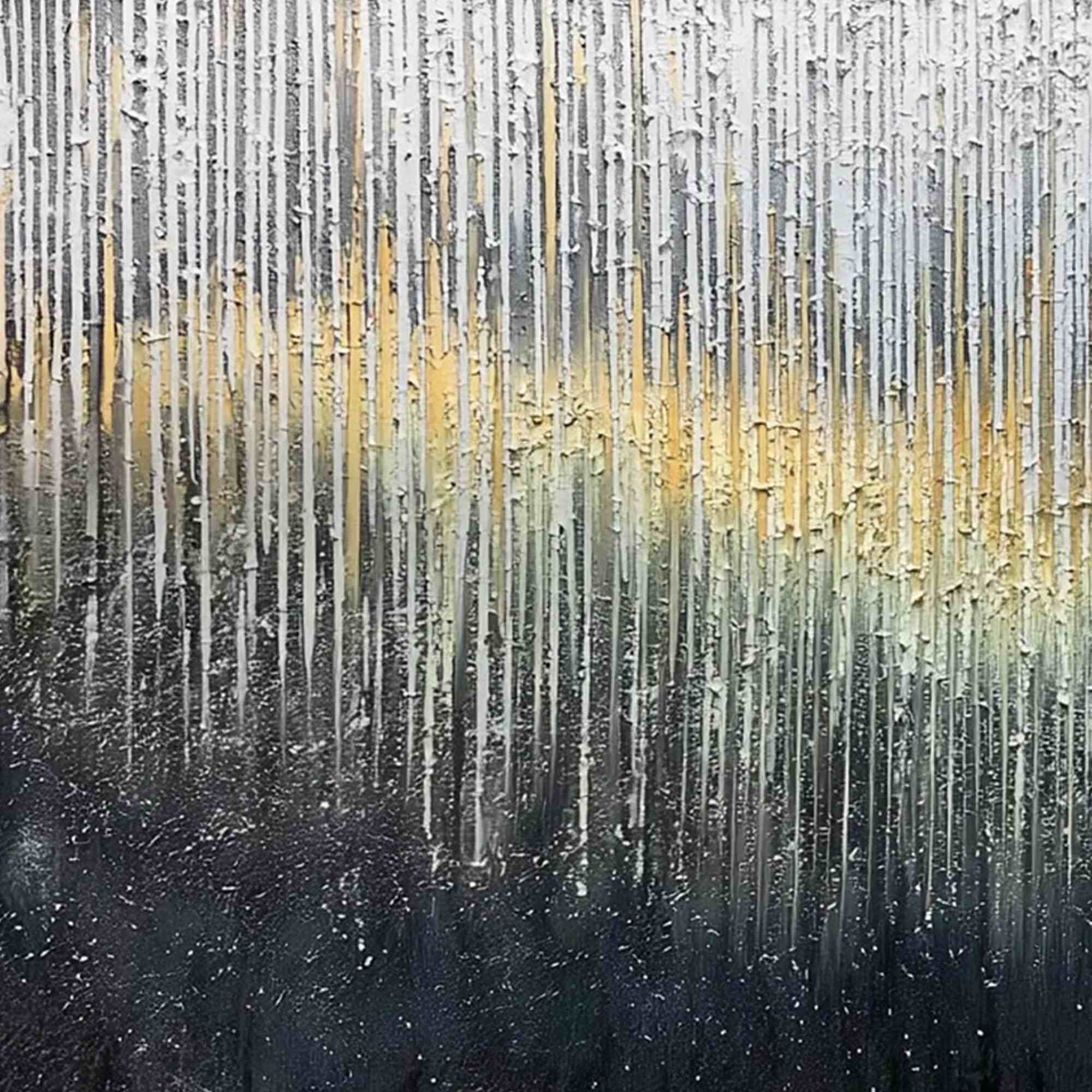 GOLDEN CASCADE: Large Textured Abstract Impasto Painting with Gold and Silver - Image 3
