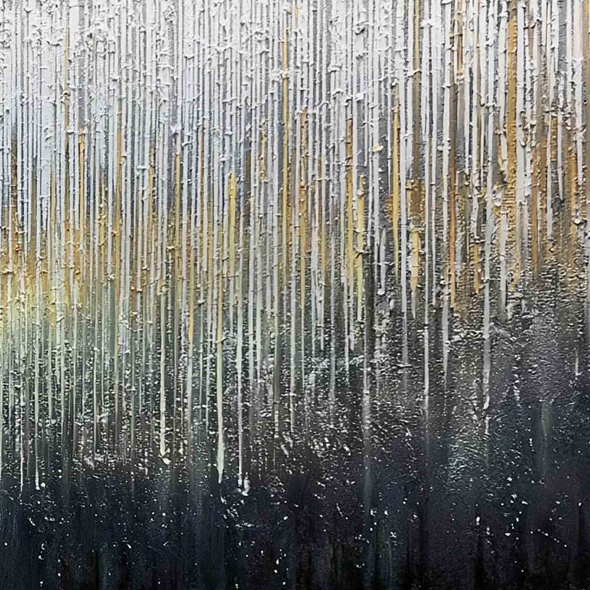 GOLDEN CASCADE: Large Textured Abstract Impasto Painting with Gold and Silver - Image 5