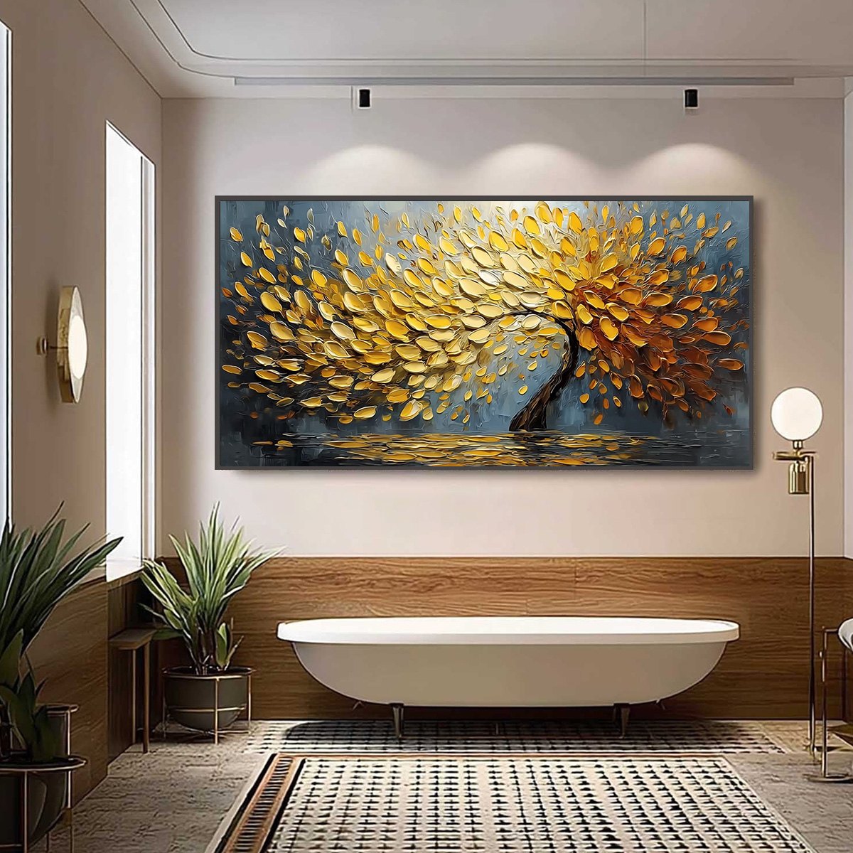 GOLDEN CASCADE: Textured Palette Knife Impasto Tree Painting - Image 6