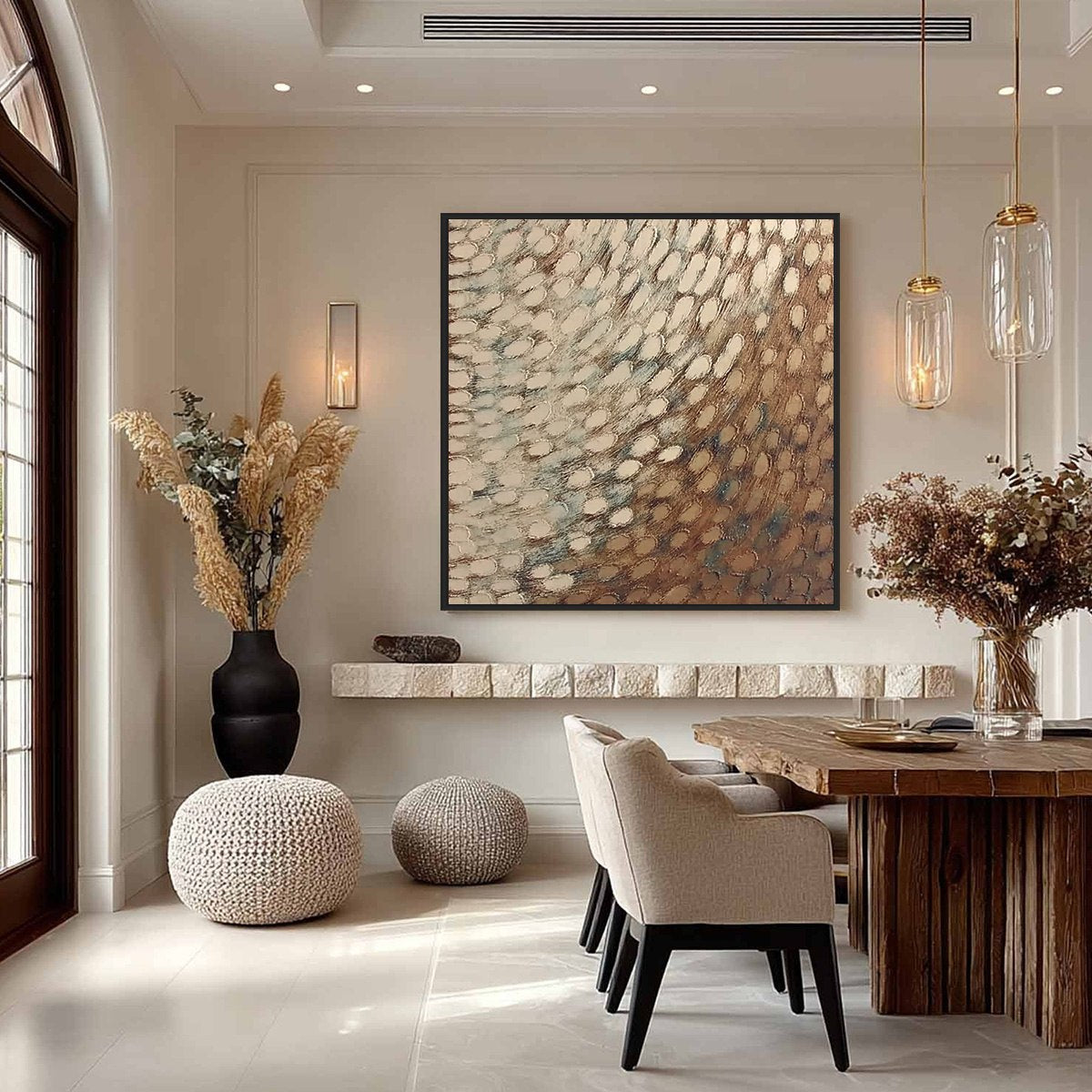 GOLDEN DRIFT: Textured Wabi Sabi Abstract Oil Painting - Image 4