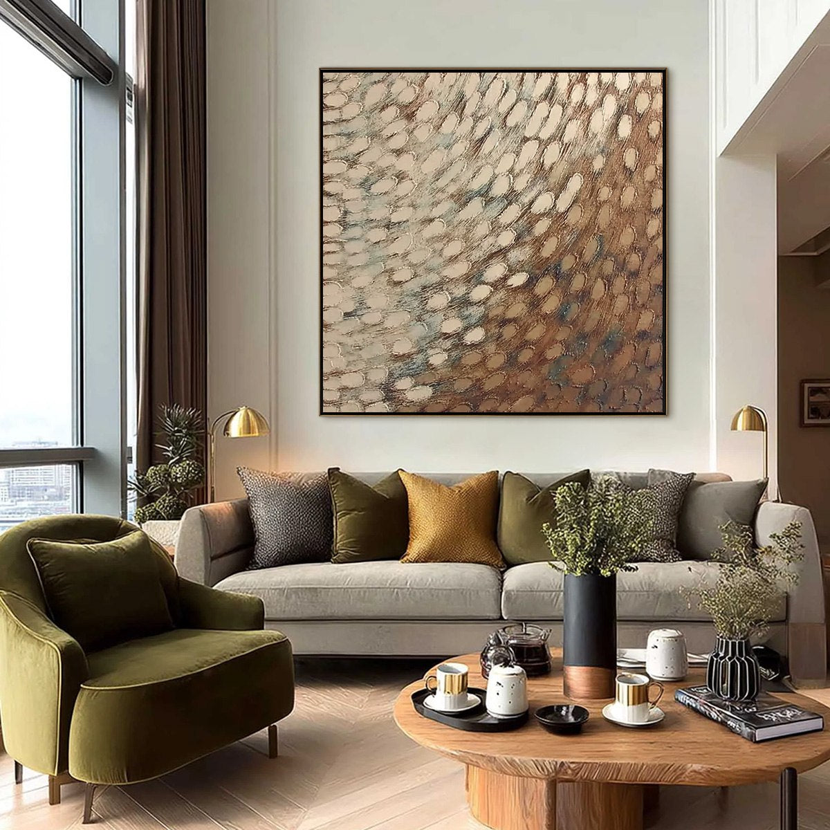 GOLDEN DRIFT: Textured Wabi Sabi Abstract Oil Painting - Image 6