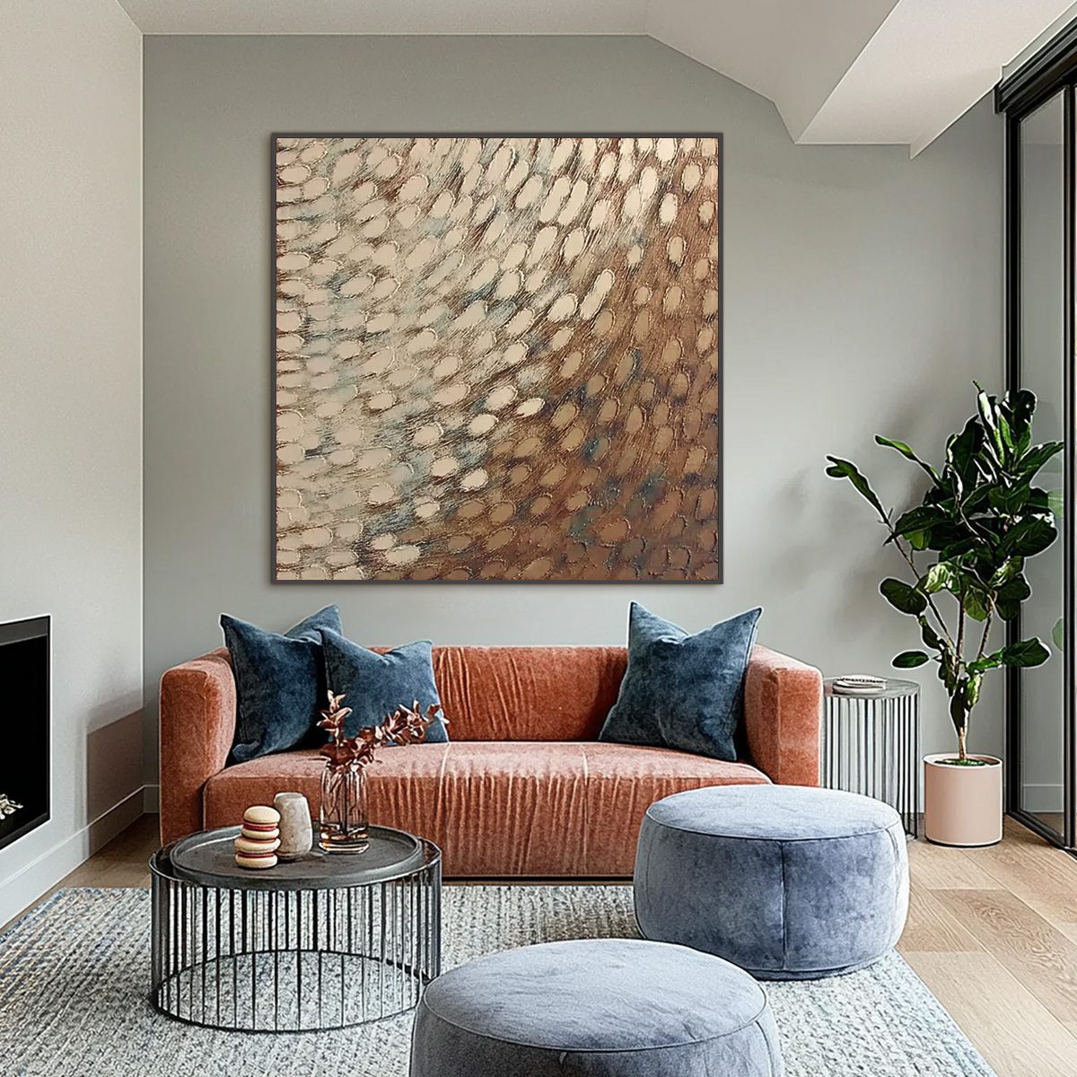 GOLDEN DRIFT: Textured Wabi Sabi Abstract Oil Painting - Image 2