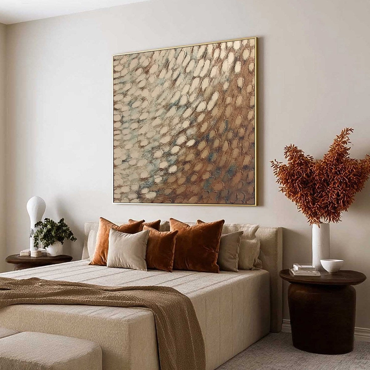 GOLDEN DRIFT: Textured Wabi Sabi Abstract Oil Painting - Image 7