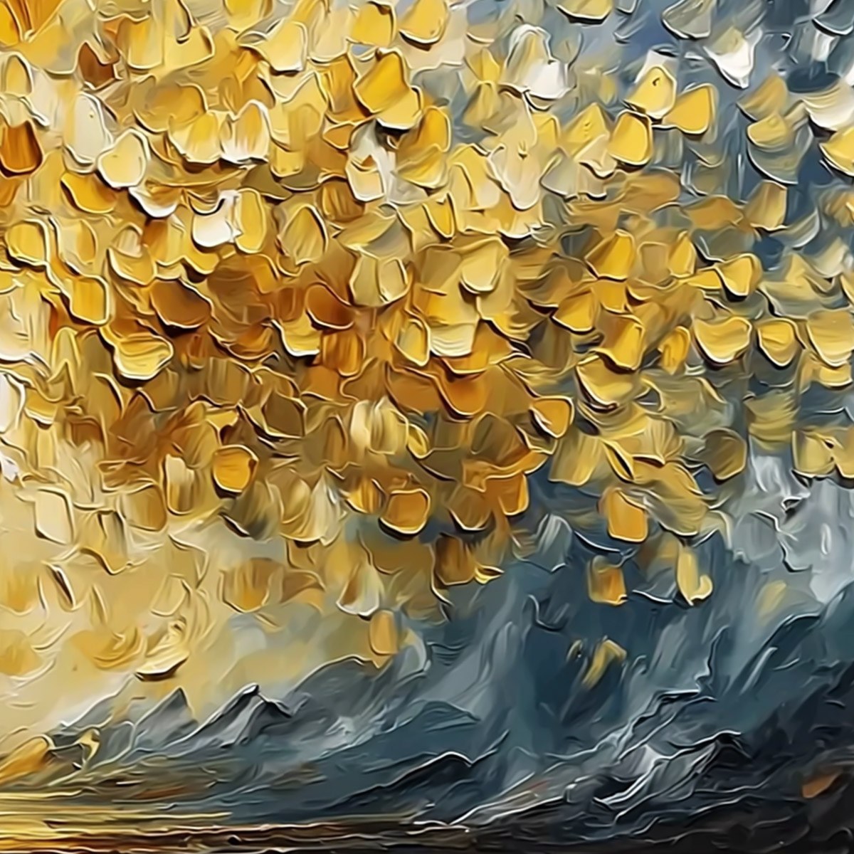 GOLDEN EMBRACE: Textured Golden Leaf Tree Impasto Landscape Painting - Image 5