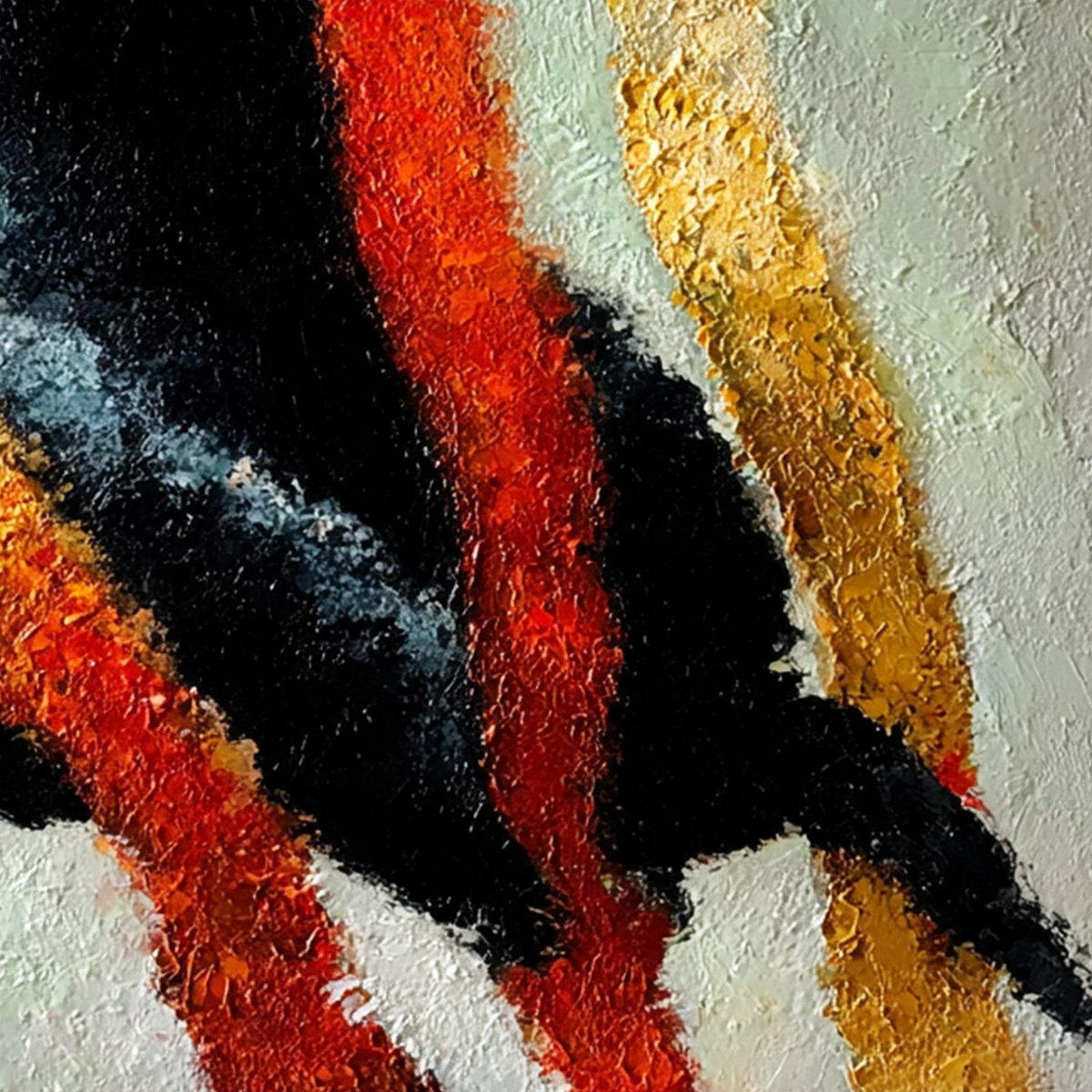 GOLDEN GAZE: Textured Impasto Black Cat Painting with Golden Accents - Image 3