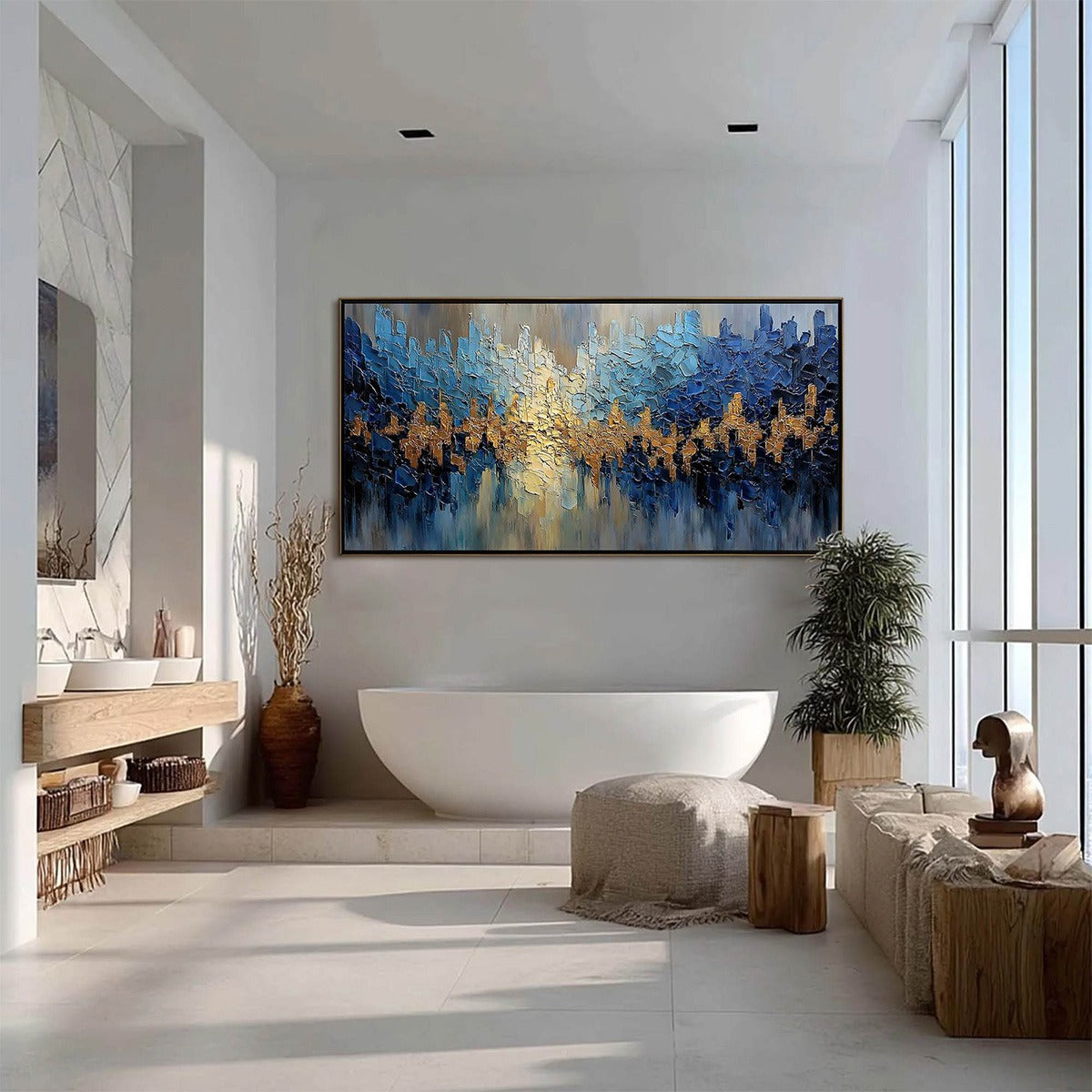 GOLDEN HORIZON: Textured Abstract Cityscape Palette Knife Art - Image 6