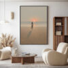 GOLDEN HOUR SOLACE: Minimalist Wabi Sabi Beach Scene Oil Painting