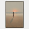 GOLDEN HOUR SOLACE: Minimalist Wabi Sabi Beach Scene Oil Painting