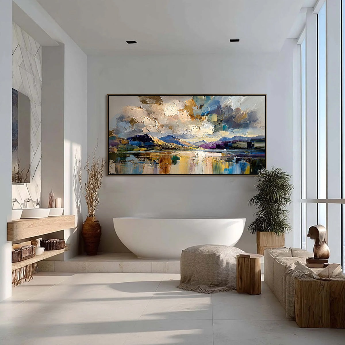 GOLDEN MIRROR: Palette Knife Impasto Mountain Lake Painting - Image 8