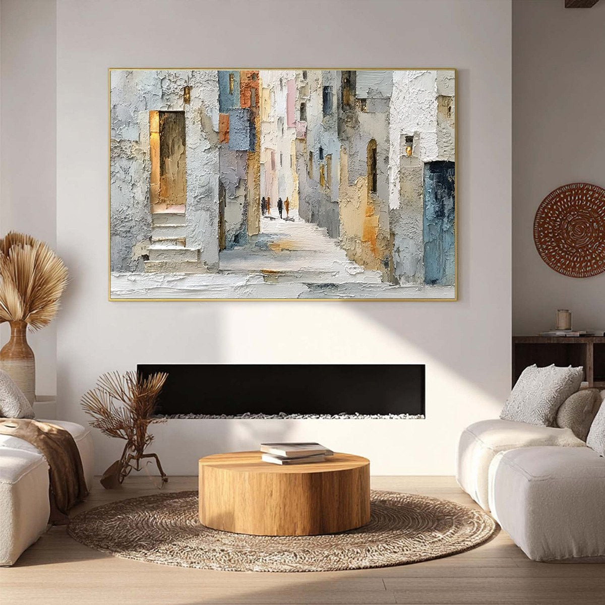GOLDEN PASSAGE: Textured Impasto Painting of a Sunlit European Alleyway - Image 4