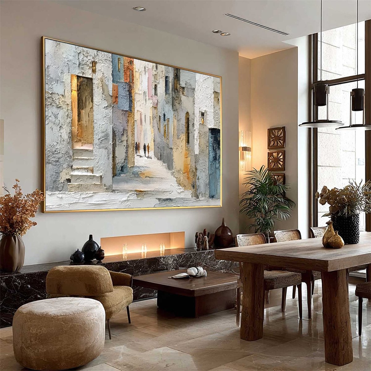GOLDEN PASSAGE: Textured Impasto Painting of a Sunlit European Alleyway - Image 8