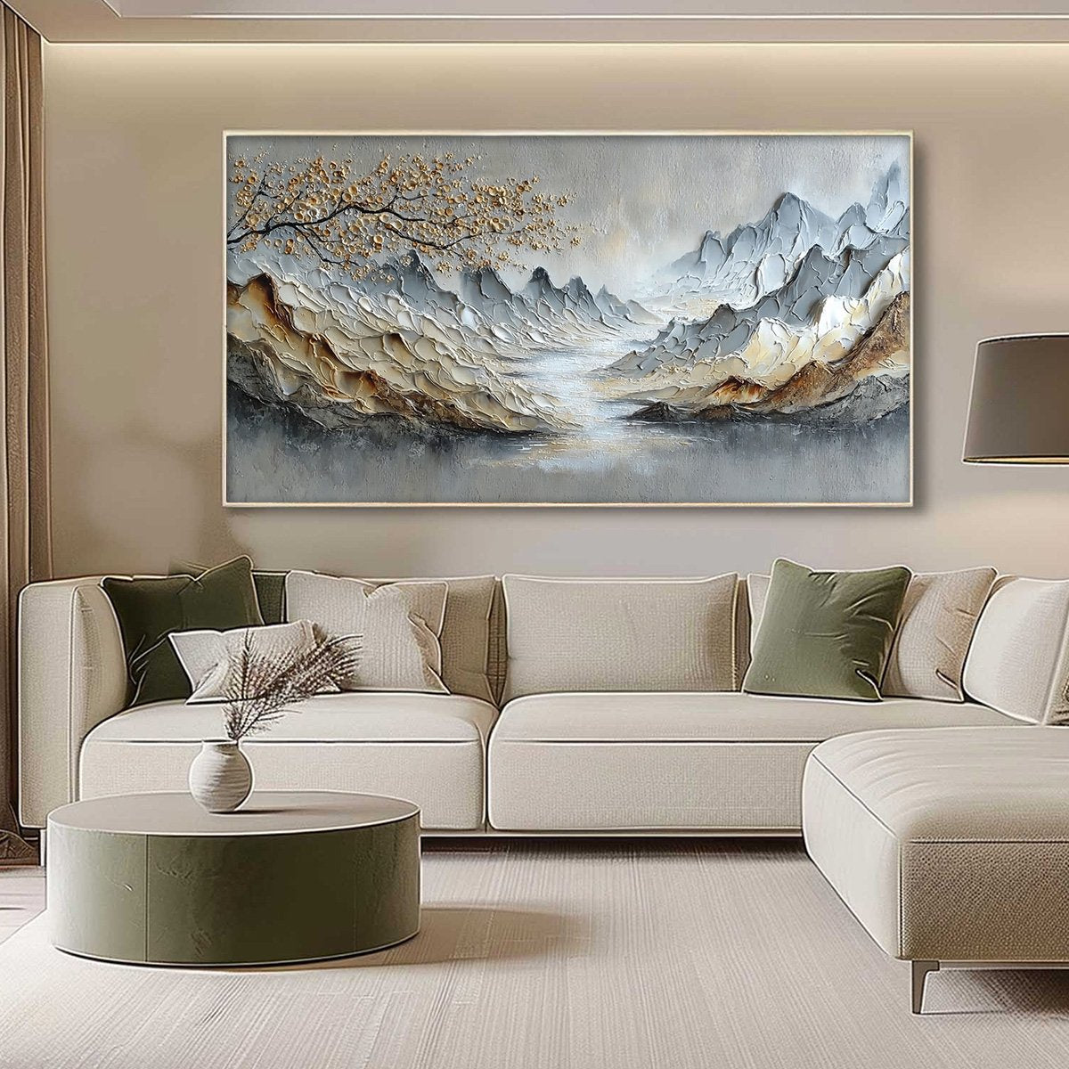 GOLDEN SERENITY: Textured Impasto Mountain Valley Landscape Painting - Image 4