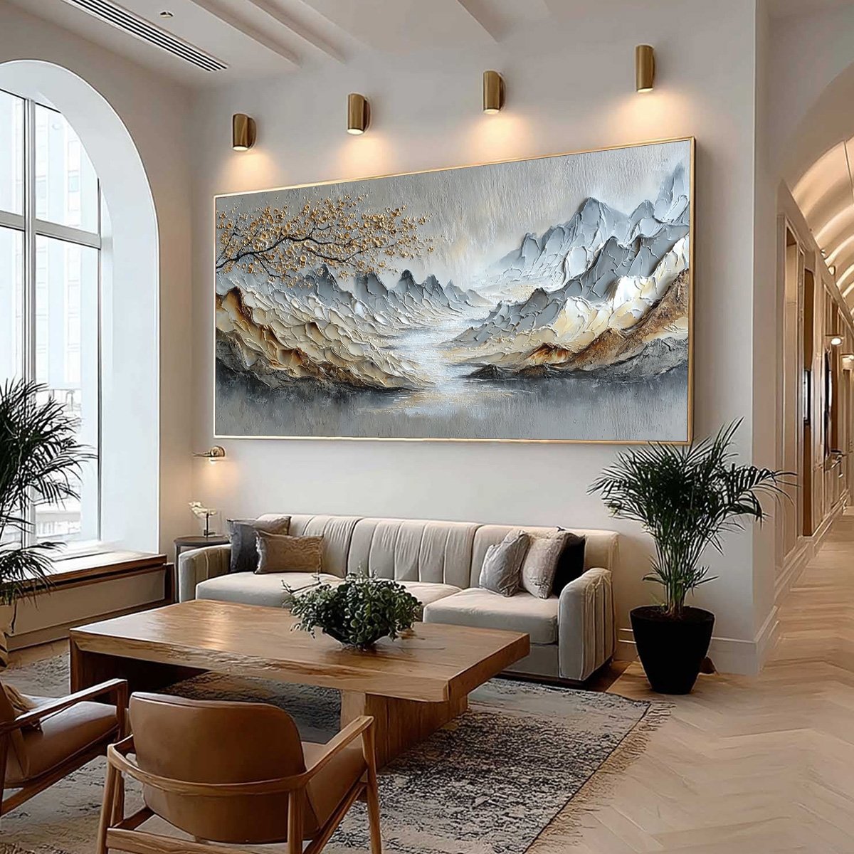 GOLDEN SERENITY: Textured Impasto Mountain Valley Landscape Painting - Image 7