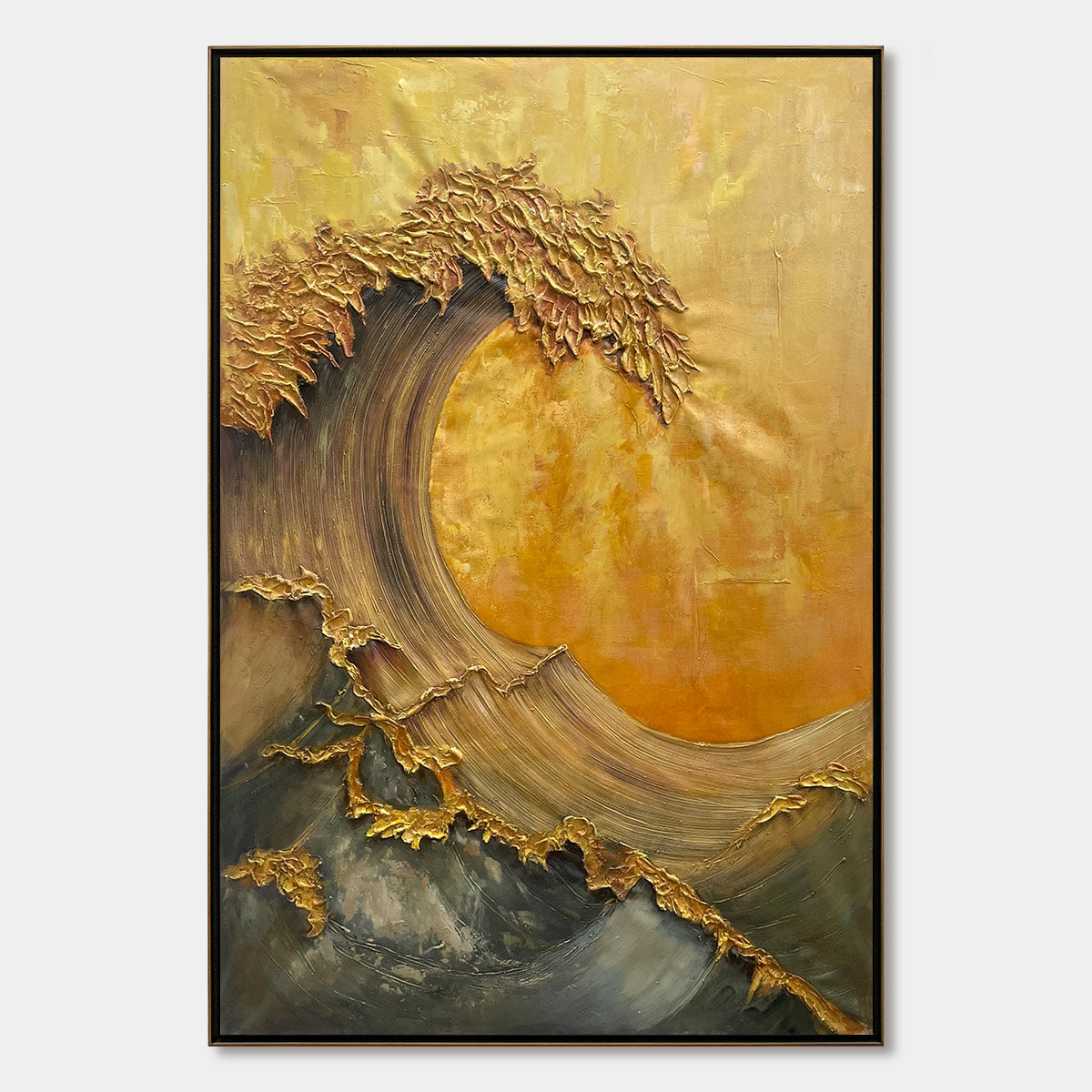 Ready to Ship | Golden Wave Dreams: A Work of Textured Sea Billows - Image 3