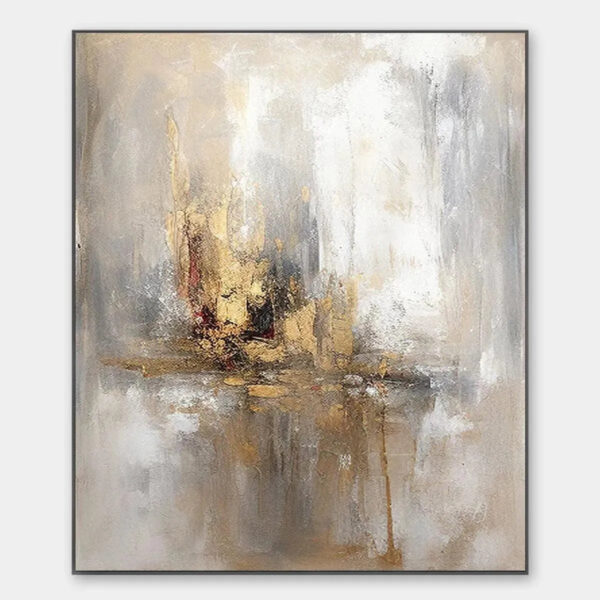 GOLDEN ABSTRACT: Textured Abstract Painting, Vertical Wall Art