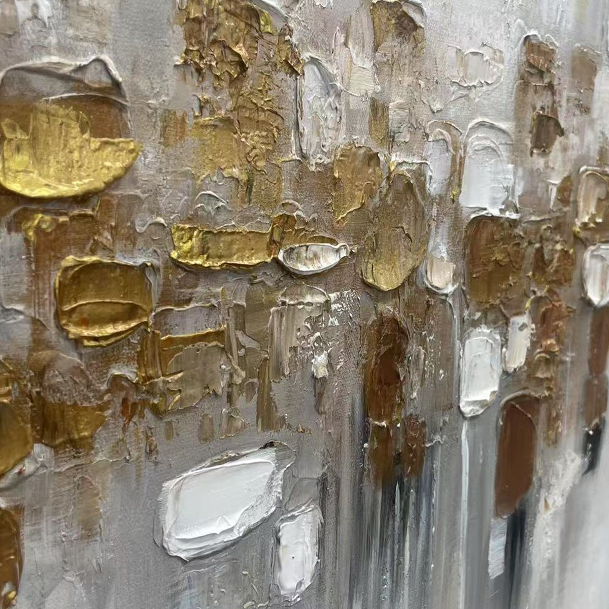 GOLDEN ABSTRACT: Textured Gold and White Abstract Painting - Image 3