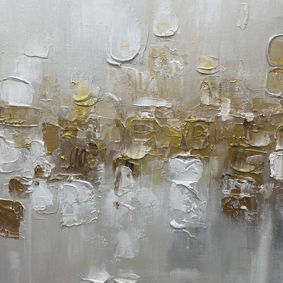 GOLDEN ABSTRACT: Textured Gold and White Abstract Painting - Image 5