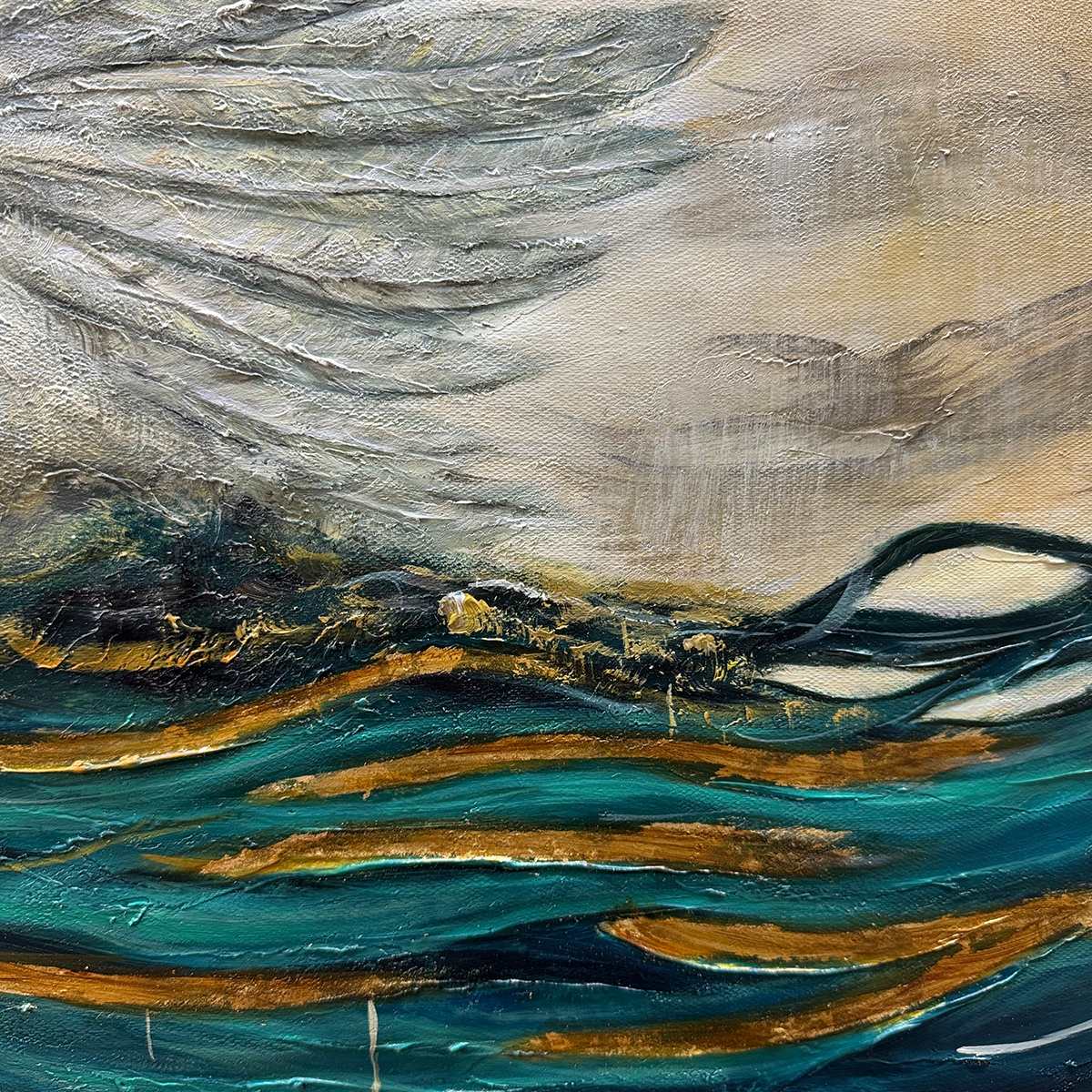 GOLDEN ASCENSION: Ethereal Angel with Birds Oil Painting - Image 3
