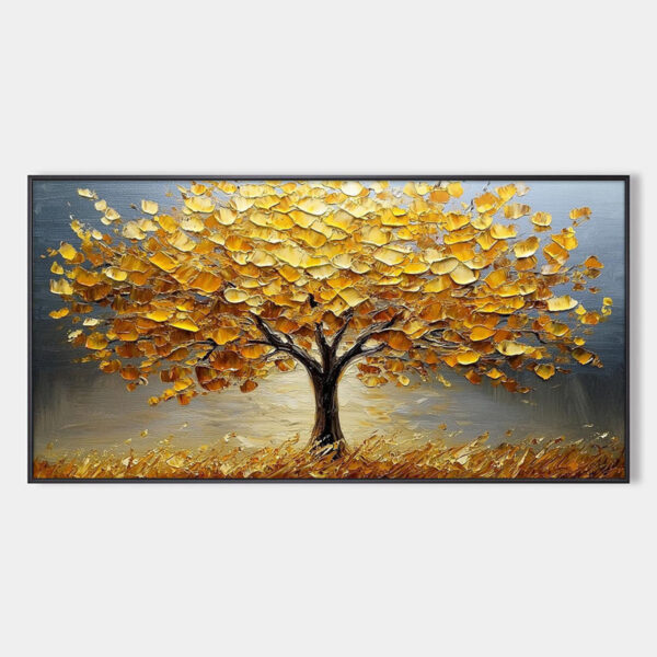 GOLDEN AUTUMN: Textured Impasto Tree Landscape Oil Painting