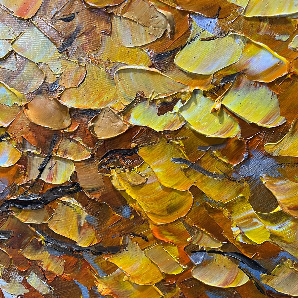 GOLDEN AUTUMN: Textured Impasto Tree Landscape Oil Painting - Image 3