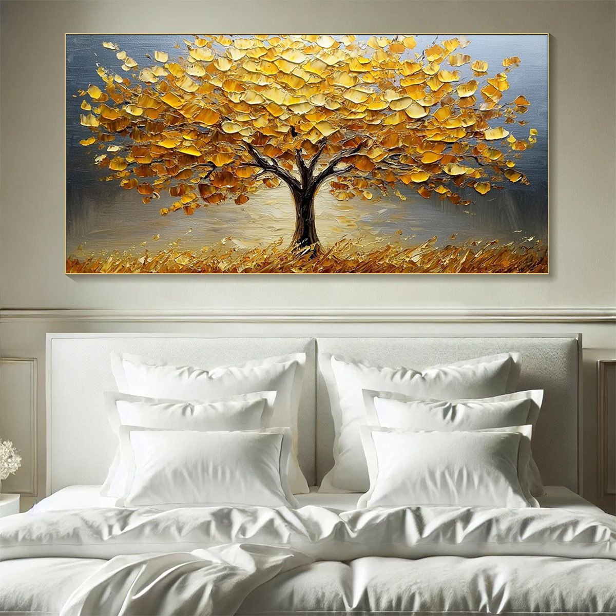 GOLDEN AUTUMN: Textured Impasto Tree Landscape Oil Painting - Image 2