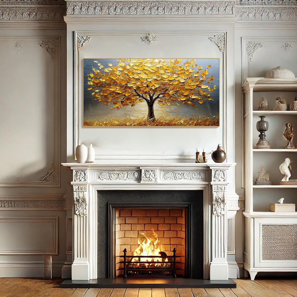 GOLDEN AUTUMN: Textured Impasto Tree Landscape Oil Painting - Image 7