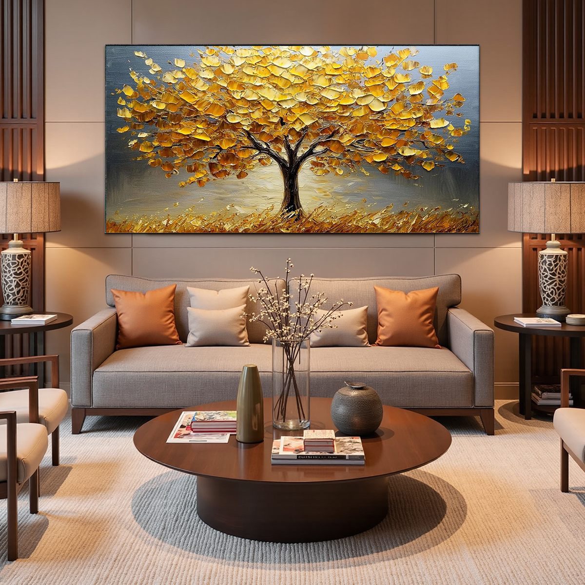 GOLDEN AUTUMN: Textured Impasto Tree Landscape Oil Painting - Image 4