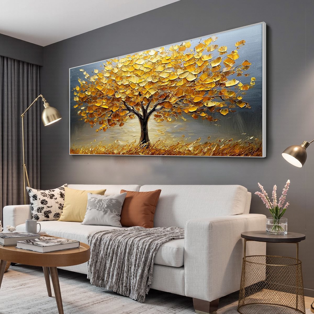 GOLDEN AUTUMN: Textured Impasto Tree Landscape Oil Painting - Image 5
