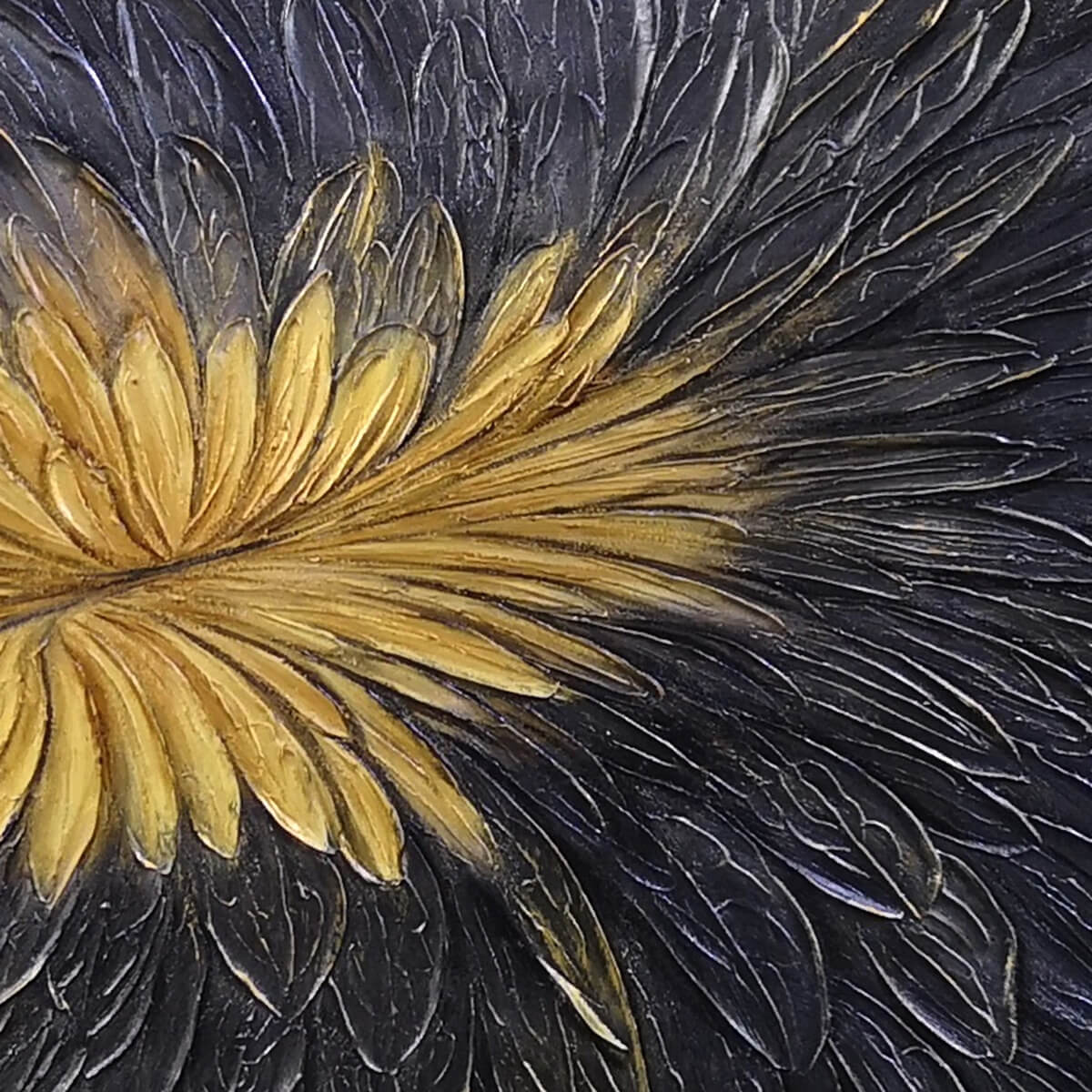 GOLDEN BLOOM: Textured Abstract Gold Black Oil Painting - Image 3