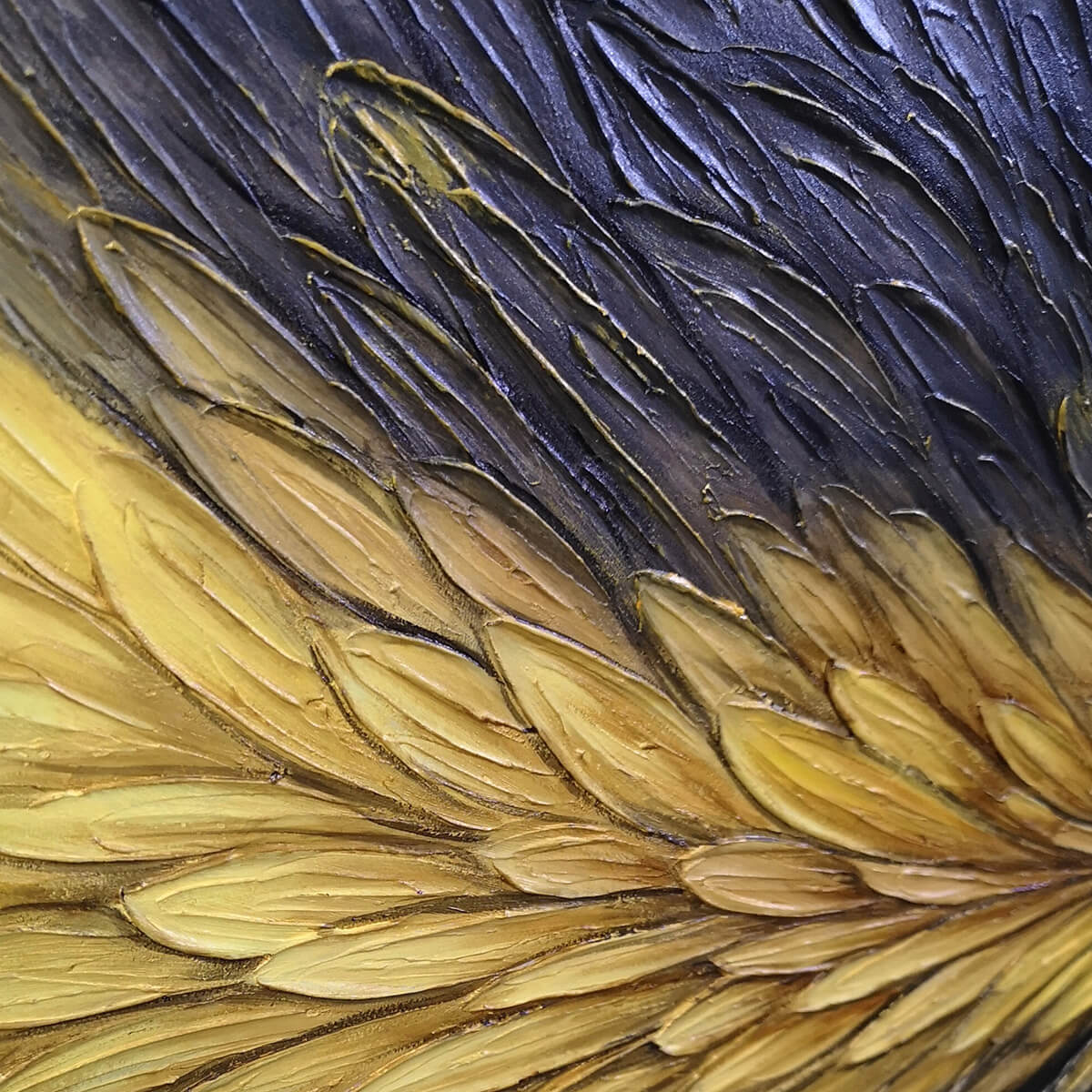 GOLDEN BLOOM: Textured Abstract Gold Black Oil Painting - Image 5