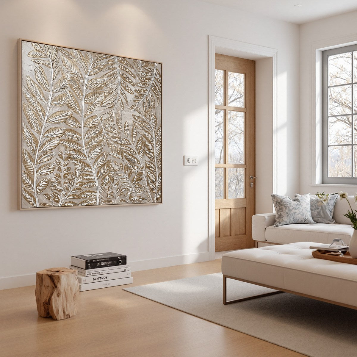GOLDEN BOTANICALS: Textured Metallic Gold Leaf Oil Painting - Image 3