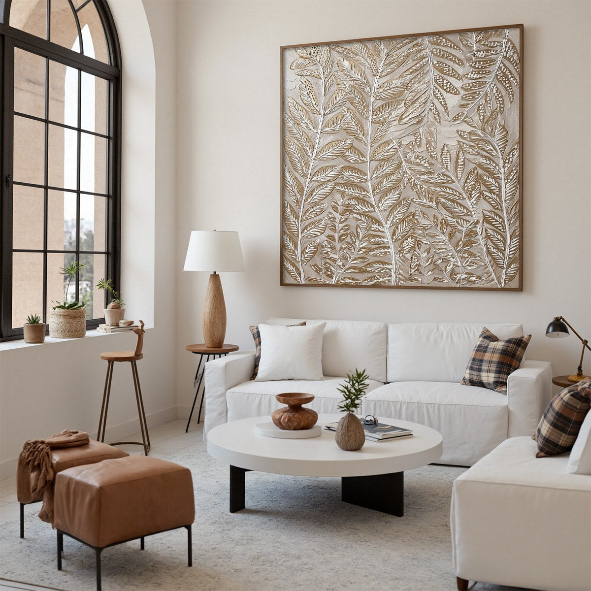 GOLDEN BOTANICALS: Textured Metallic Gold Leaf Oil Painting - Image 5