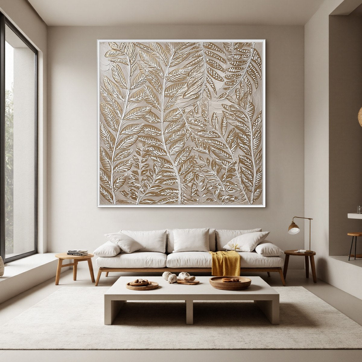 GOLDEN BOTANICALS: Textured Metallic Gold Leaf Oil Painting - Image 4