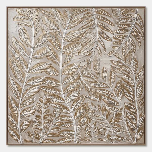 GOLDEN BOTANICALS: Textured Metallic Gold Leaf Oil Painting