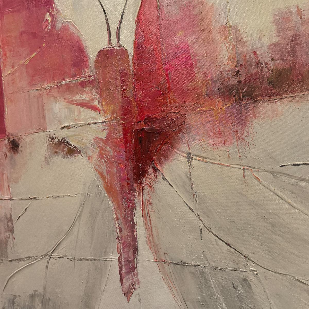 GOLDEN BUTTERFLY: Butterfly Painting, Gold and Pink Wall Art, Square Canvas Art, Bedroom Decor - Image 6