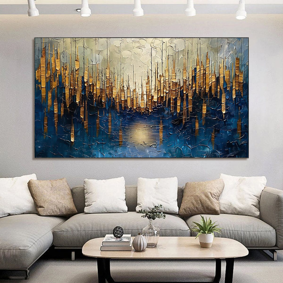 GOLDEN FOREST REFLECTION: Textured Landscape Oil Painting - Image 2