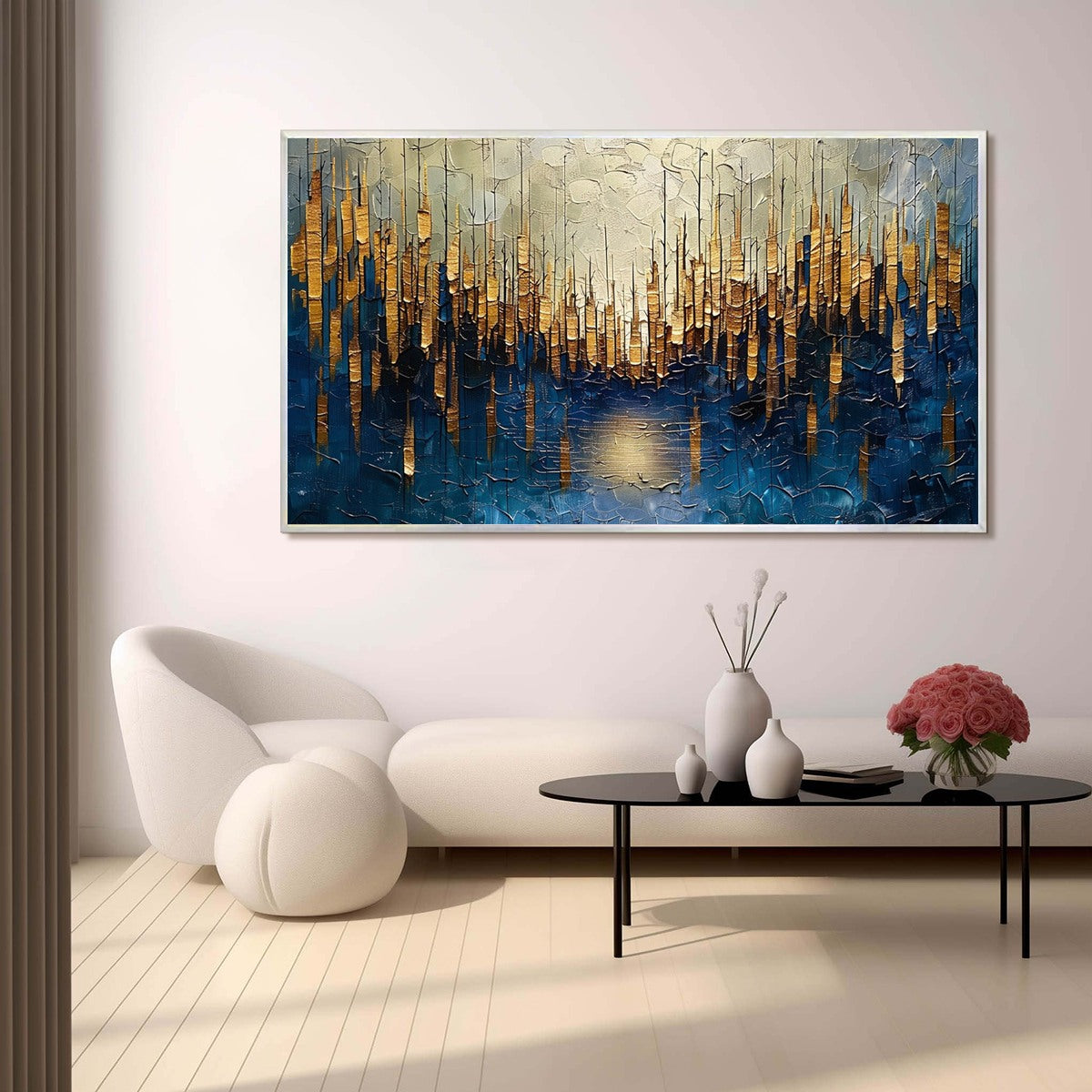 GOLDEN FOREST REFLECTION: Textured Landscape Oil Painting - Image 4