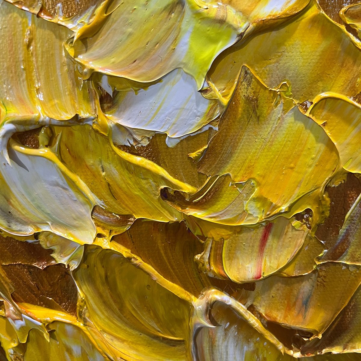 GOLDEN HARVEST: Textured Impasto Golden Tree Oil Painting - Image 5