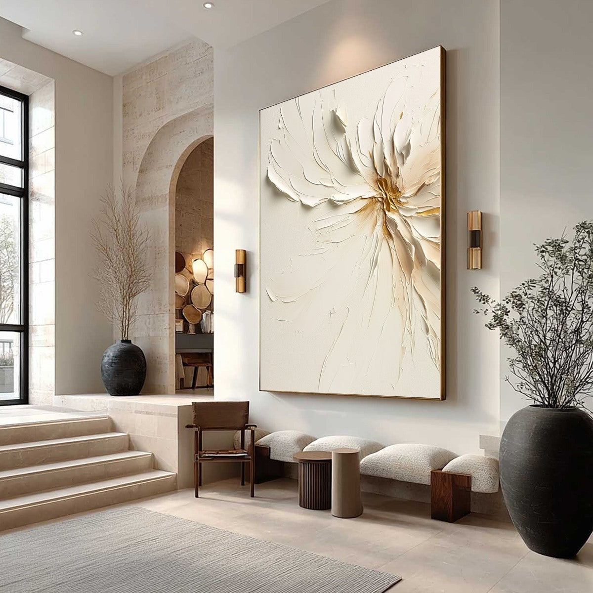 GOLDEN HEART: Textured Impasto Abstract Floral Painting - Image 7