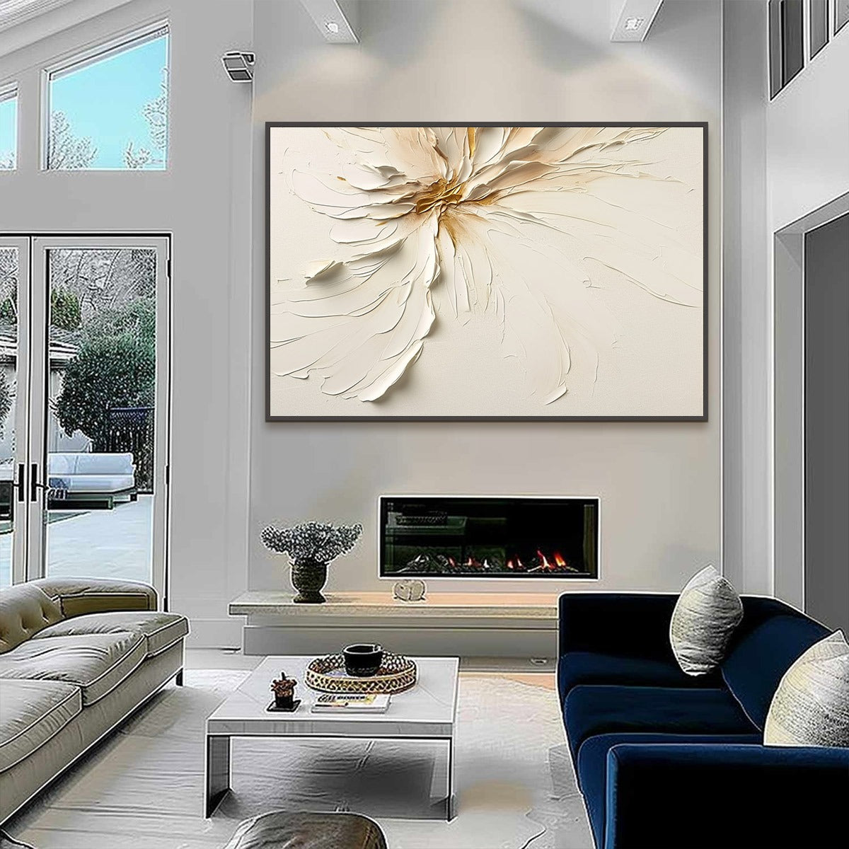 GOLDEN HEART: Textured Impasto Abstract Floral Painting - Image 3