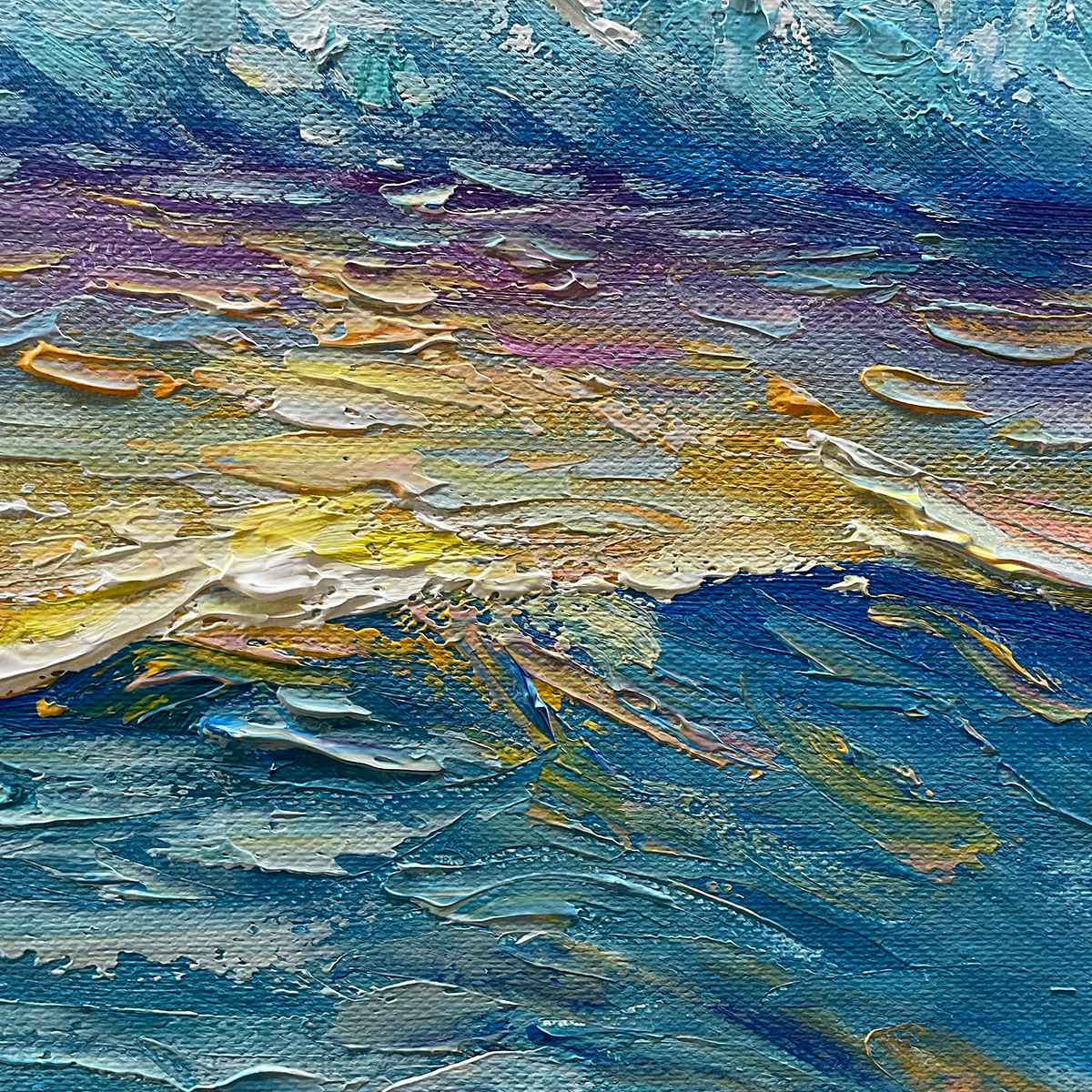 GOLDEN HORIZON: Panoramic Coastal Sunset Oil Painting - Image 3